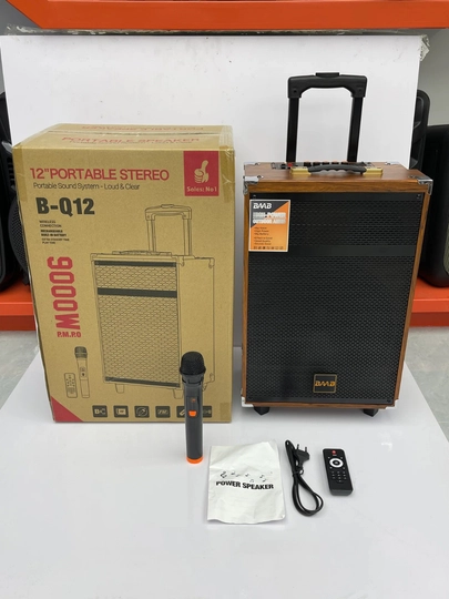 Караоке колонка B-Q12, 50 Вт, Bluetooth, с микрофоном, на колёсиках