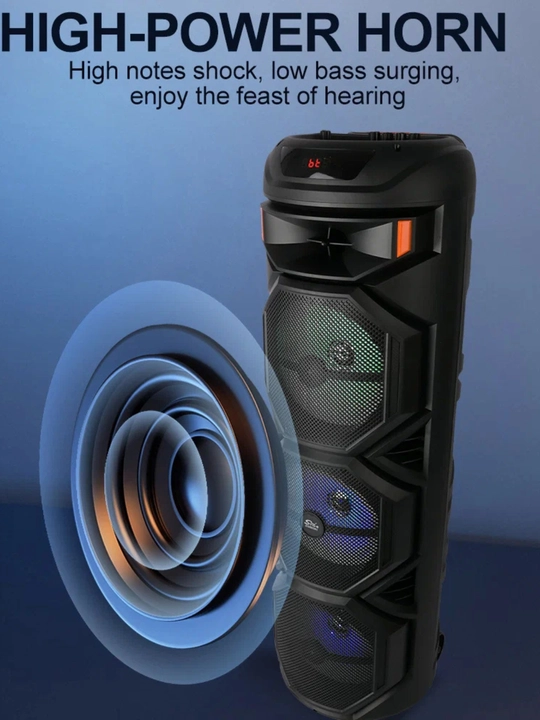 Karaoke kolonka, Bluetooth, simsiz mikrofonli, RGB chiroqli, 90×30 sm