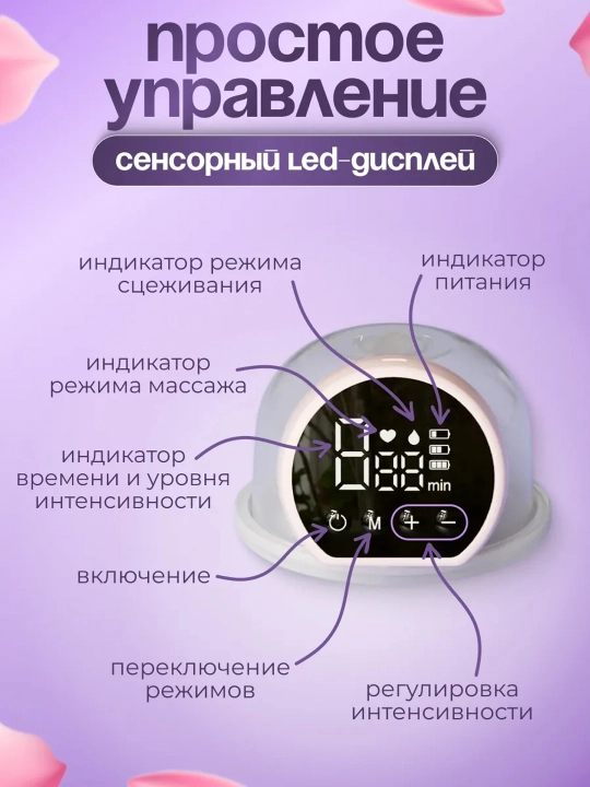 Elektr ko'krak ona suti sog'ish moslamasi, 3 hil rejim, qo'l yordamisiz