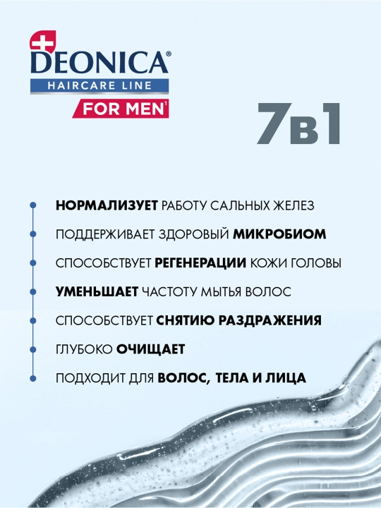 Deonica Active Protection 7 ta 1 da erkaklar uchun shampun va dush geli, 380 ml