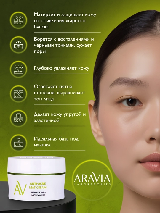 Крем для лица, матирующий, для жирной и проблемной кожи, Anti-Acne Mat Cream, 50 мл