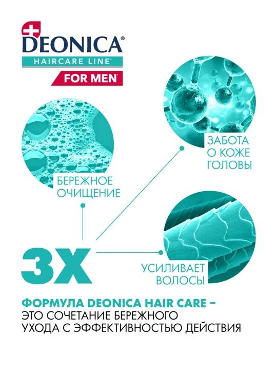 Deonica Energy of Freshness erkaklar uchun soch va yog'li bosh terisi uchun shampun, 380 ml