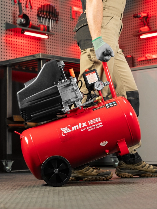 Компрессор воздушный MTX DC1500L/50, 1.5 кВт, 50 л, 210 л/мин, 58018