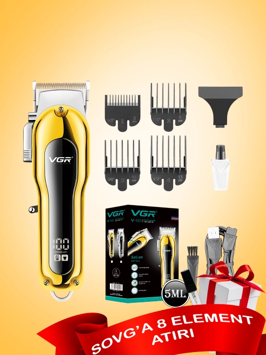 Soqol olish uchun trimmer VGR 280 + 8 Element parfyum namunasi 5 ml sovg'a - 