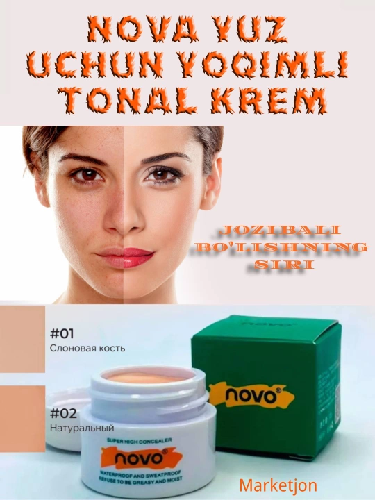 Тональный крем-корректор Novo, осветляющий, водостойкий, от темных пятен - 