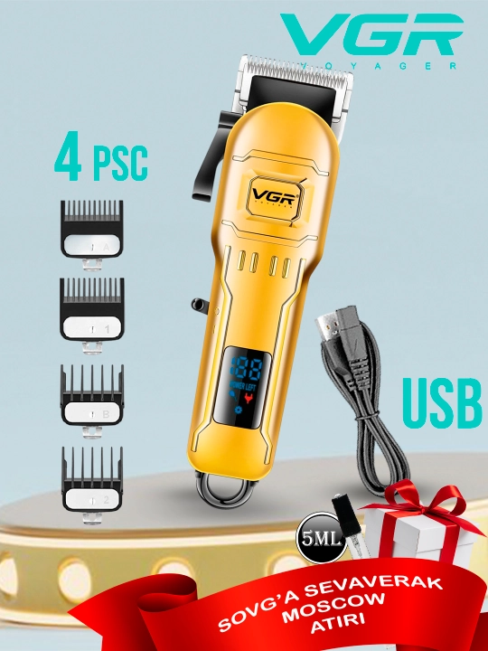 Soqol olish uchun trimmer VGR 268 + sovg'a sevaverek moscow 5 ml parfyum namunasi - 