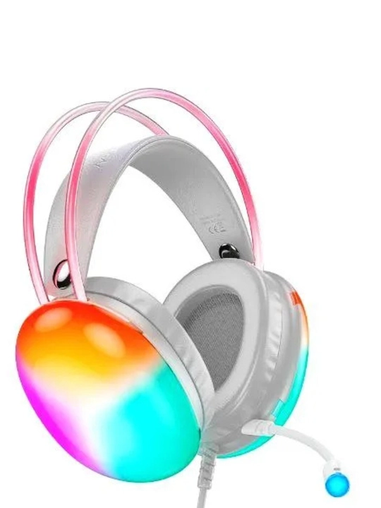 O‘yin uchun quloqchinlar mikrofonli, RGB yoritgich, kompyuter uchun, simli model - 