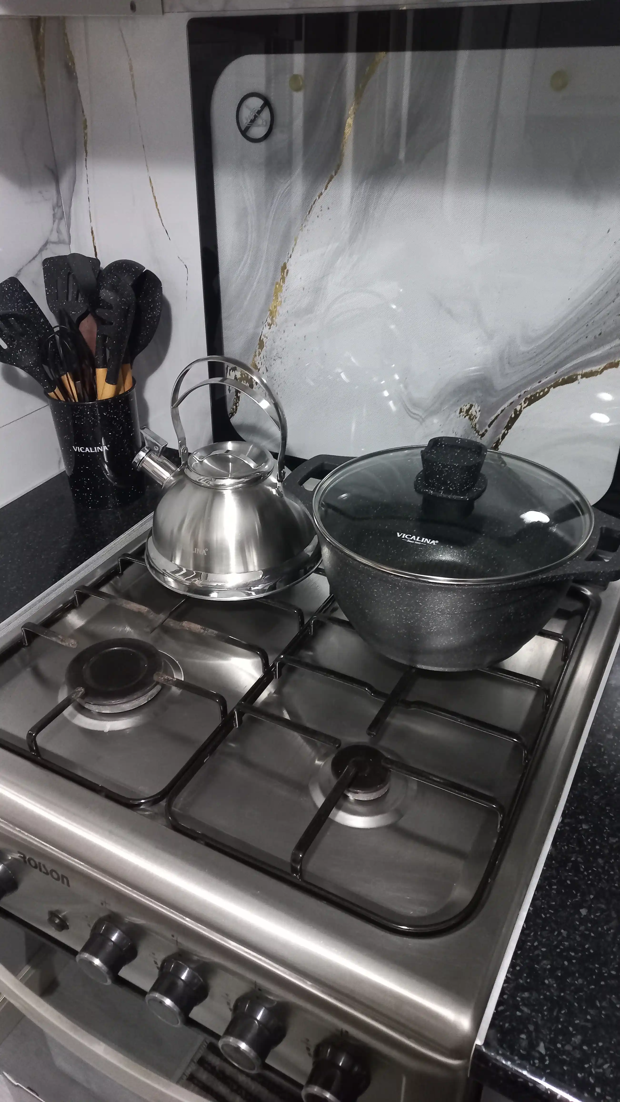 Казан антипригарный Vicalina с крышкой, кухонная посуда