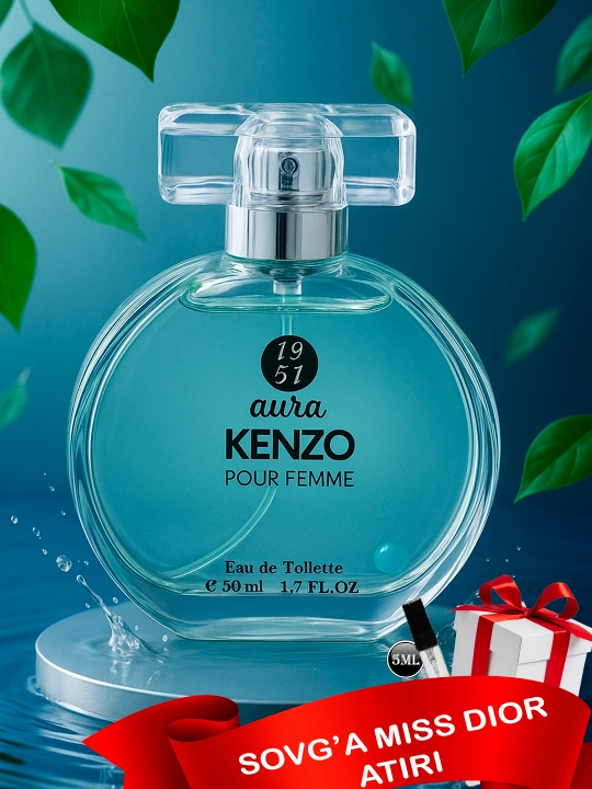 Ayollar uchun xushbo'ylangan suv Aura Kenzo, 50 ml + Miss Dior atirining namunasi sovg'a sifatida, 5 ml - 
