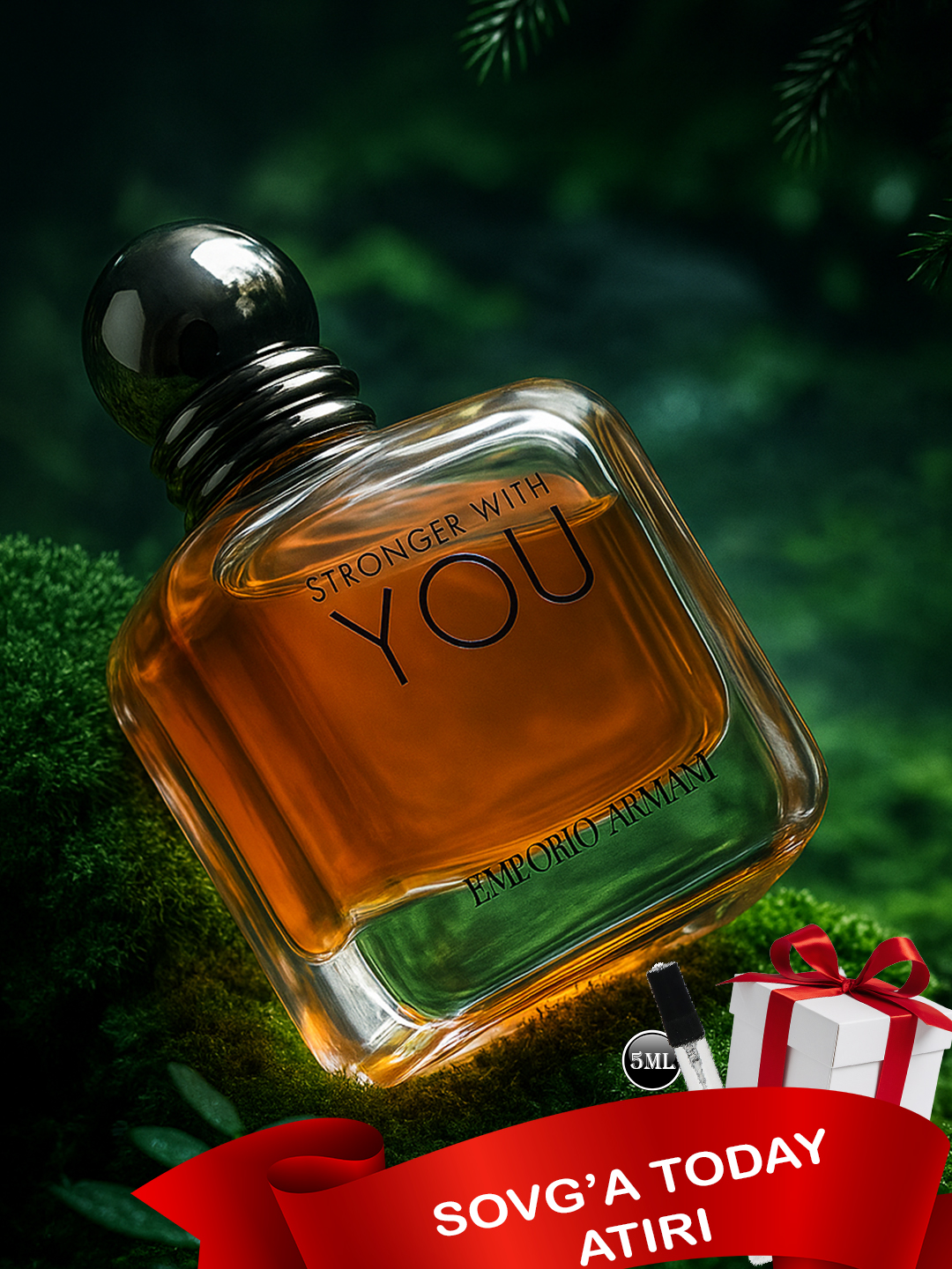 Xushbo'ylangan suv erkaklar uchun Stronger With You, 100 ml + Today atir namunasi sovg'a sifatida, 5 ml - 
