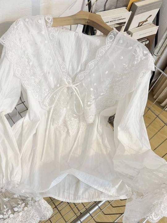 Kofta oq, maktab, ofis va o'qish uchun oq bluzka, 3XL gacha