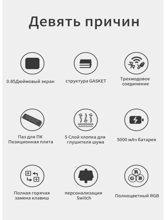 Mexanik Mini O‘yin Klaviaturasi AJAZZ AK650, Simli, Simsiz 2.4G va Bluetooth, TFT Ekranli