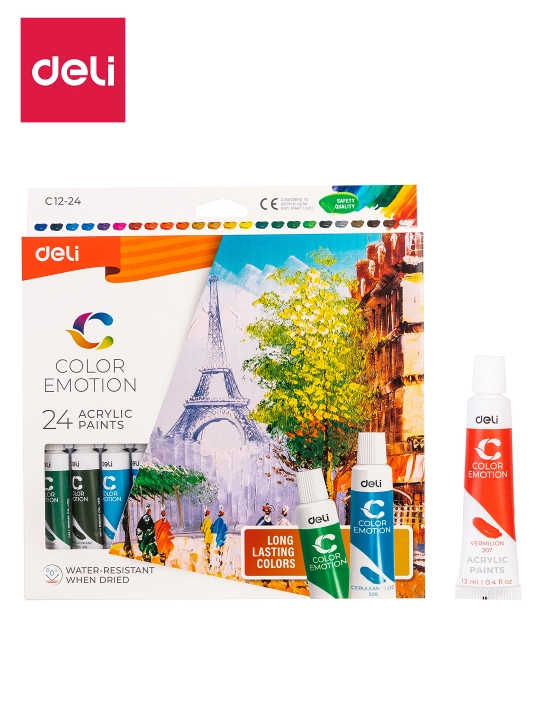 Akril bo'yoqlar Deli, 24 rang 12 ml / tuba C12-24, 12-24-C - 