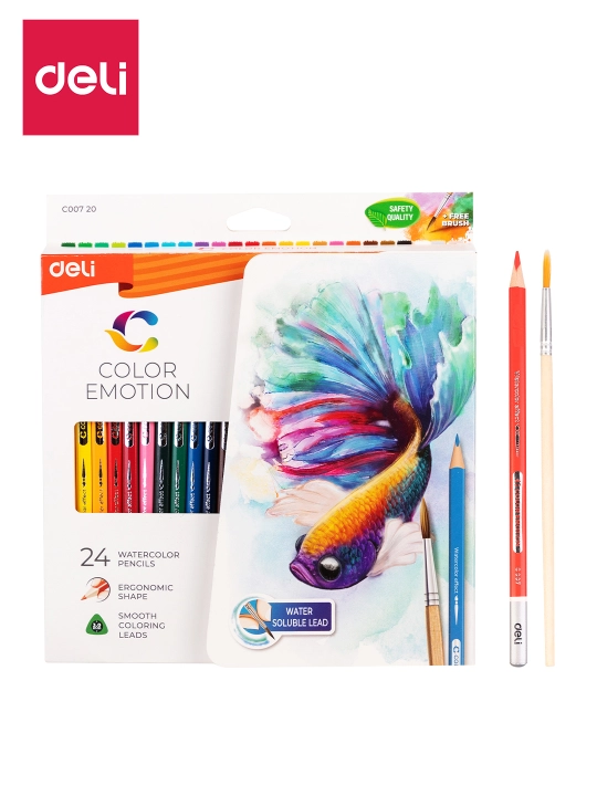 Кветные карандаши Deli EC00720, 24 цвета, акварельные, 00720-EC - 