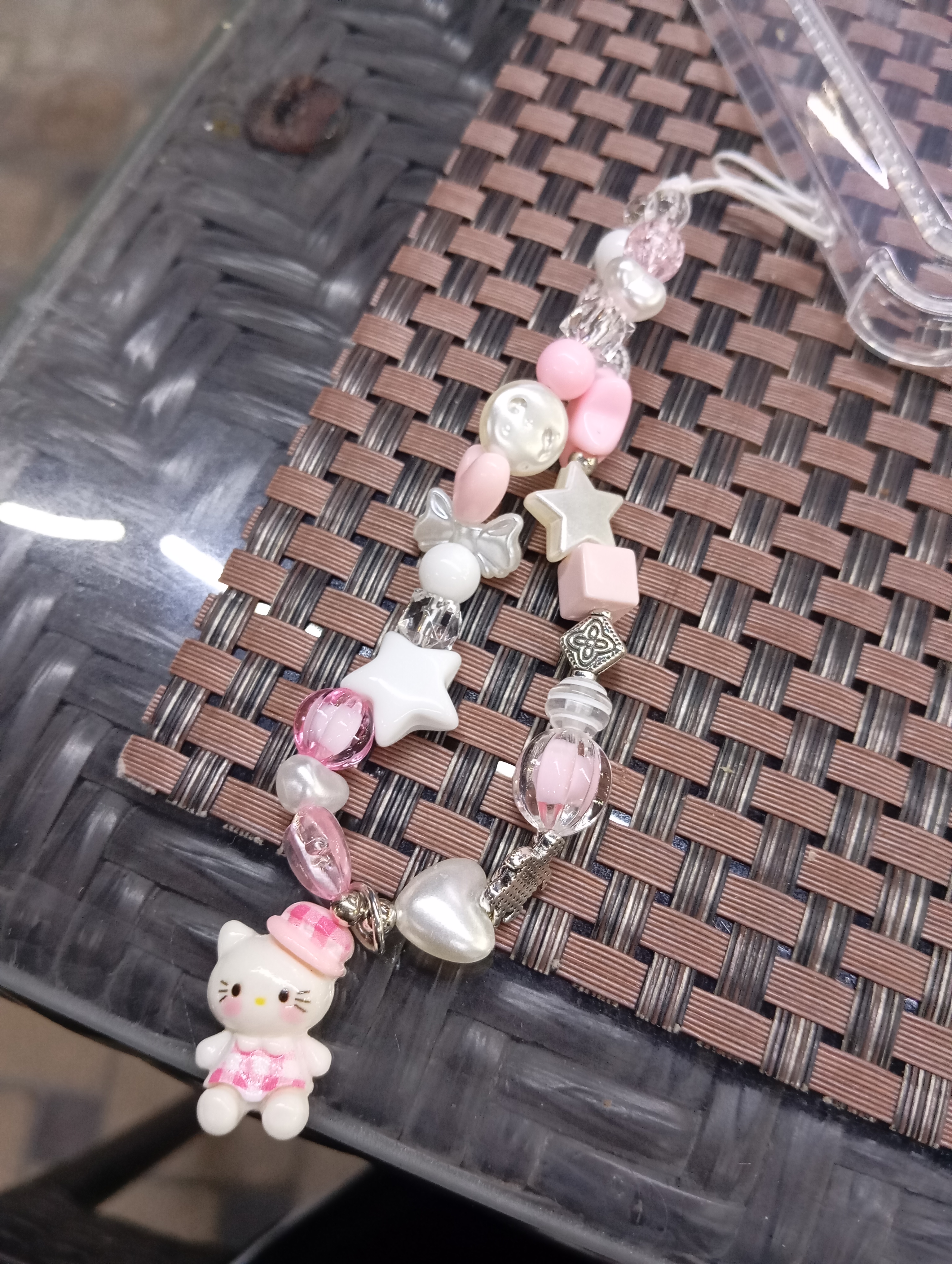 Telefon uchun Hello Kitty brelok-braslet, osma bezak va bilaguzuk (pushti)