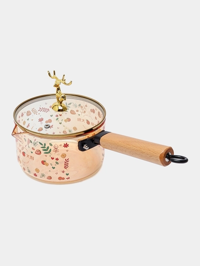 Shisha kastryulya 1,8 litrli sho‘rva qozoni, issiqqa chidamli bo‘tqa va sut uchun cho‘mich