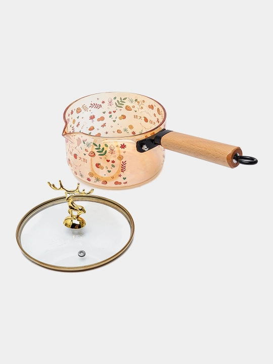 Shisha kastryulya 1,8 litrli sho‘rva qozoni, issiqqa chidamli bo‘tqa va sut uchun cho‘mich