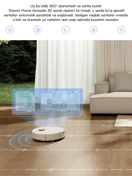Робот-пылесос Xiaomi Robot Vacuum H40,мощность 10000Pa,пылесборник 4л,навигация LDS