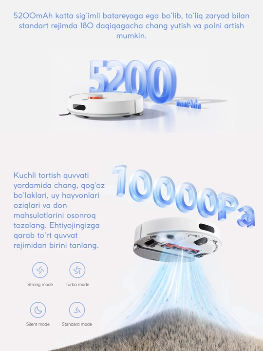 Робот-пылесос Xiaomi Robot Vacuum H40,мощность 10000Pa,пылесборник 4л,навигация LDS