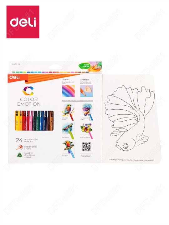 Rangli qalamlar Deli EC00720, 24 rang, akvarel, 00720-EC