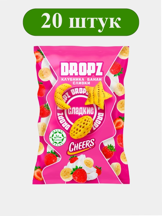 Qulupnay-banan-qaymoqli Dropz 40 g, 20 dona - 