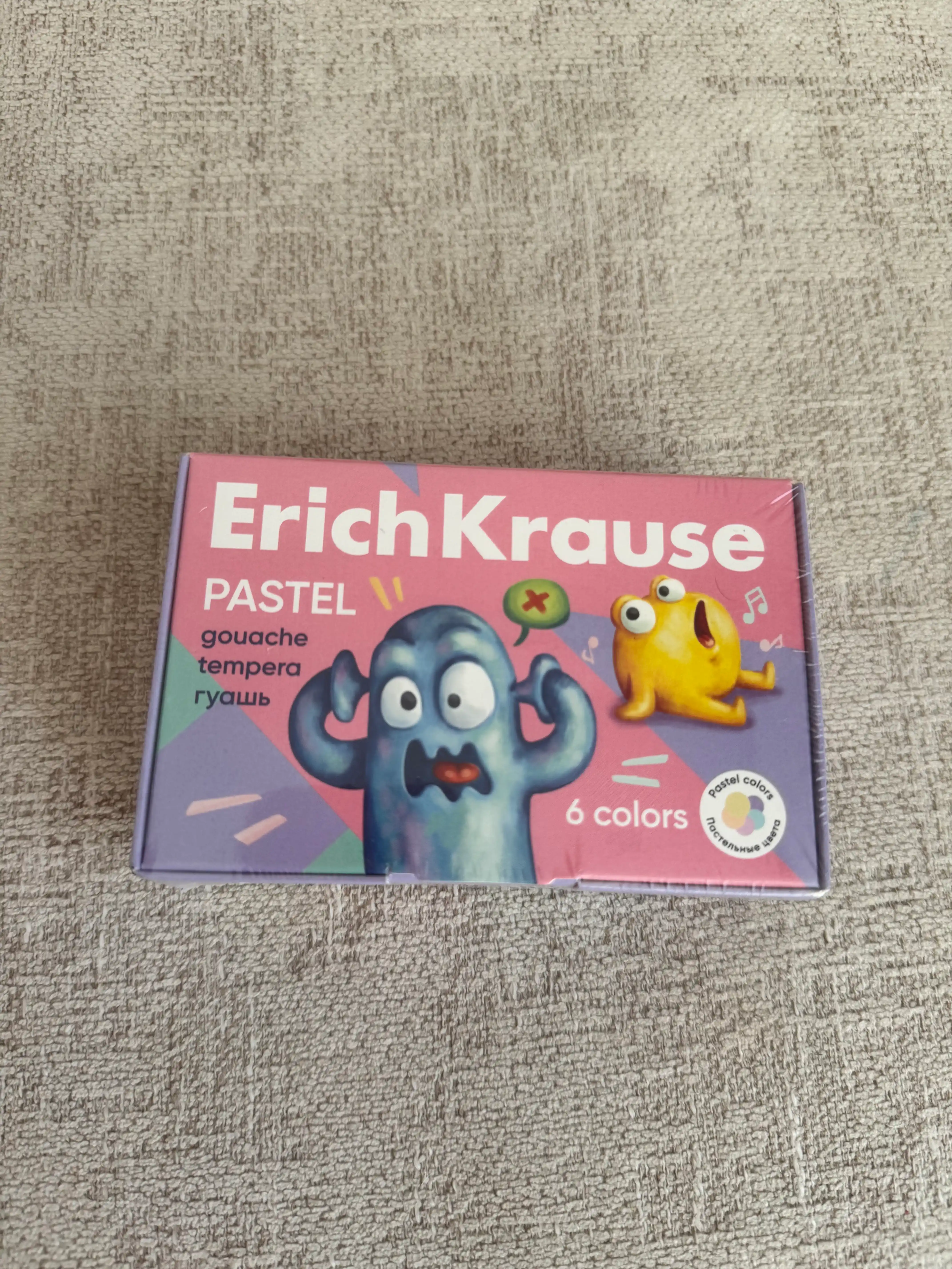 Гуашь ErichKrause Jolly Friends Pastel 6 цветов по 20 мл  61418