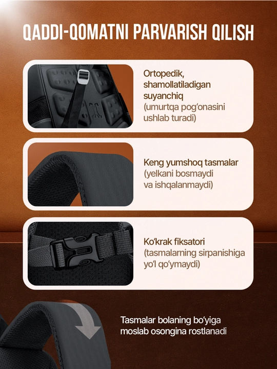 Bolalar maktab ryukzagi, o‘g‘il bolalar va qizlar uchun sport sumkasi, 1-4-sinflar