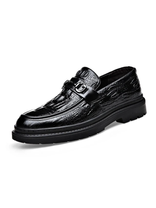 Erkaklar charm loafers, timsoh teri effektli poyabzal