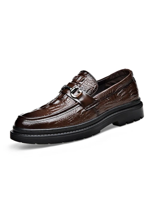 Erkaklar charm loafers, timsoh teri effektli poyabzal