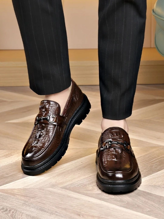 Erkaklar charm loafers, timsoh teri effektli poyabzal