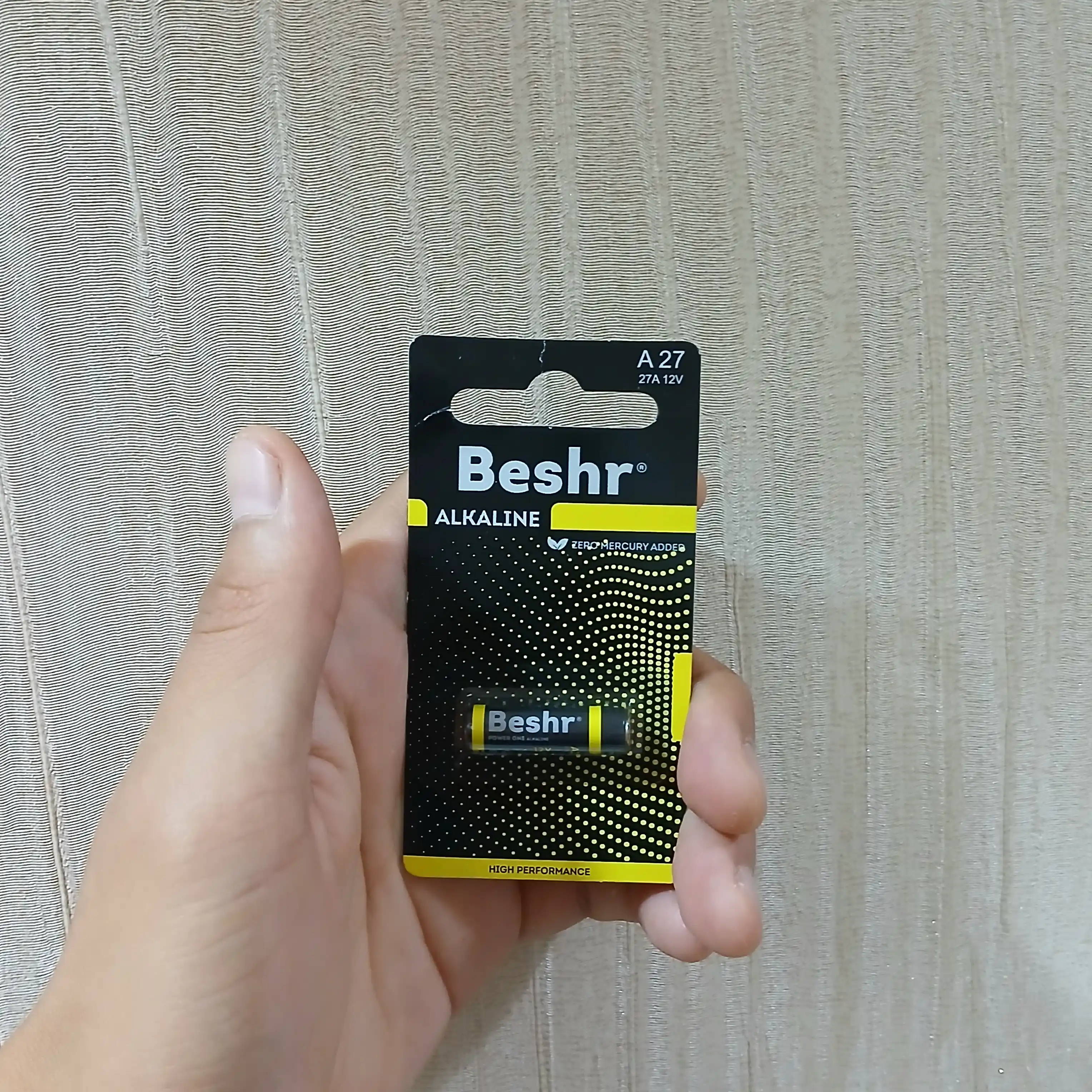 Batareya Beshr Alkaline 12V, o'lchami LR27, 1 dona, 12V kuchlanishi, alkalin batareykalar