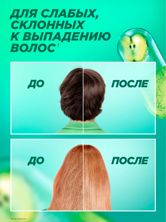 Garnier Fructis Kuchaytiruvchi shampun Fructis Growth to'liq quvvatda, to'kilishga moyil sochlar uchun, 250 ml