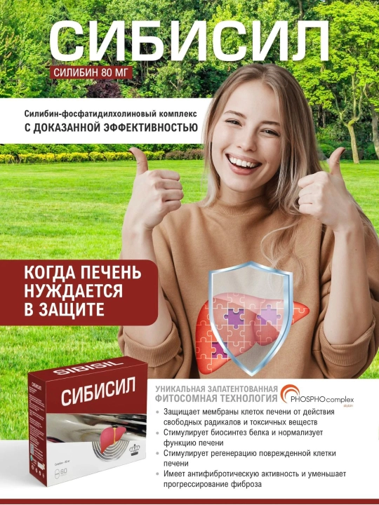 Сибисил, 60 капсул, для защиты и восстановления печени