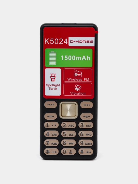 Telefon Knopkali D-Horse 5024, Tugmali telefon FM radio 600mAh, Komlektda zaryadkasi bor - 
