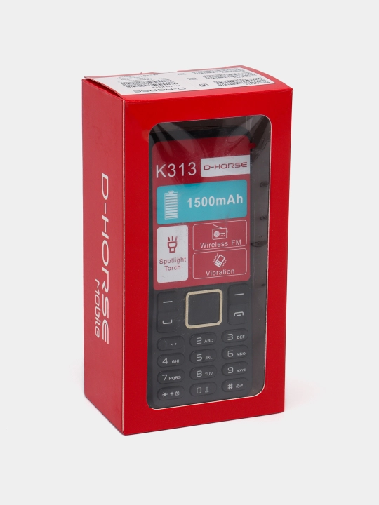 Knopkali telefon D-Horse K313, 2 sim karta, IMEI o'tgan, FM radio, 600 mAh, zaryadkasi bor