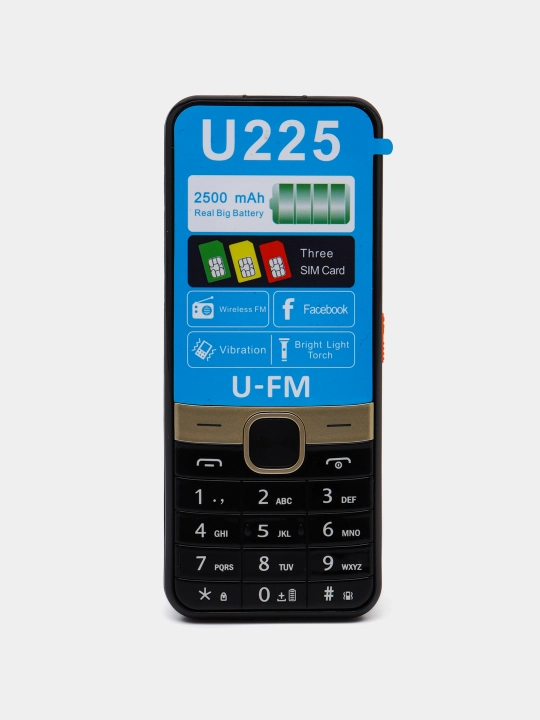 Telefon Knopkali, U-FM Mobile U225, 3Sim, 1800mAh - 