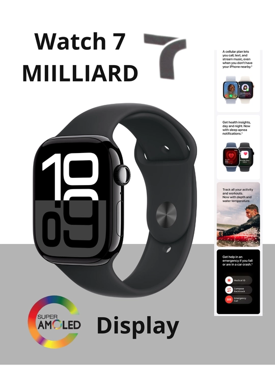 Watch 10 Series,2.04 inch , Amoled  Display,100+ sport turlari,9.45mm, 7 Milliard orginal - 