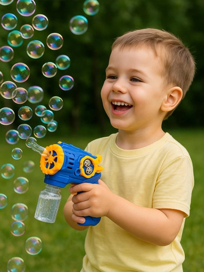 BUBBLE GUN генератор - пистолет мыльных пузырей, игрушка для детей — 365KUN-PISTFOA-СИНИЙ