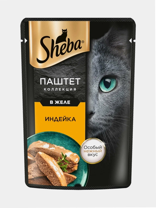 Sheba паштет для кошек с индейкой в желе, 75 г, 5 шт