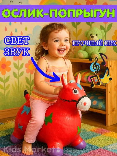 Резиновый ослик, надувной попрыгун, игрушка прыгун