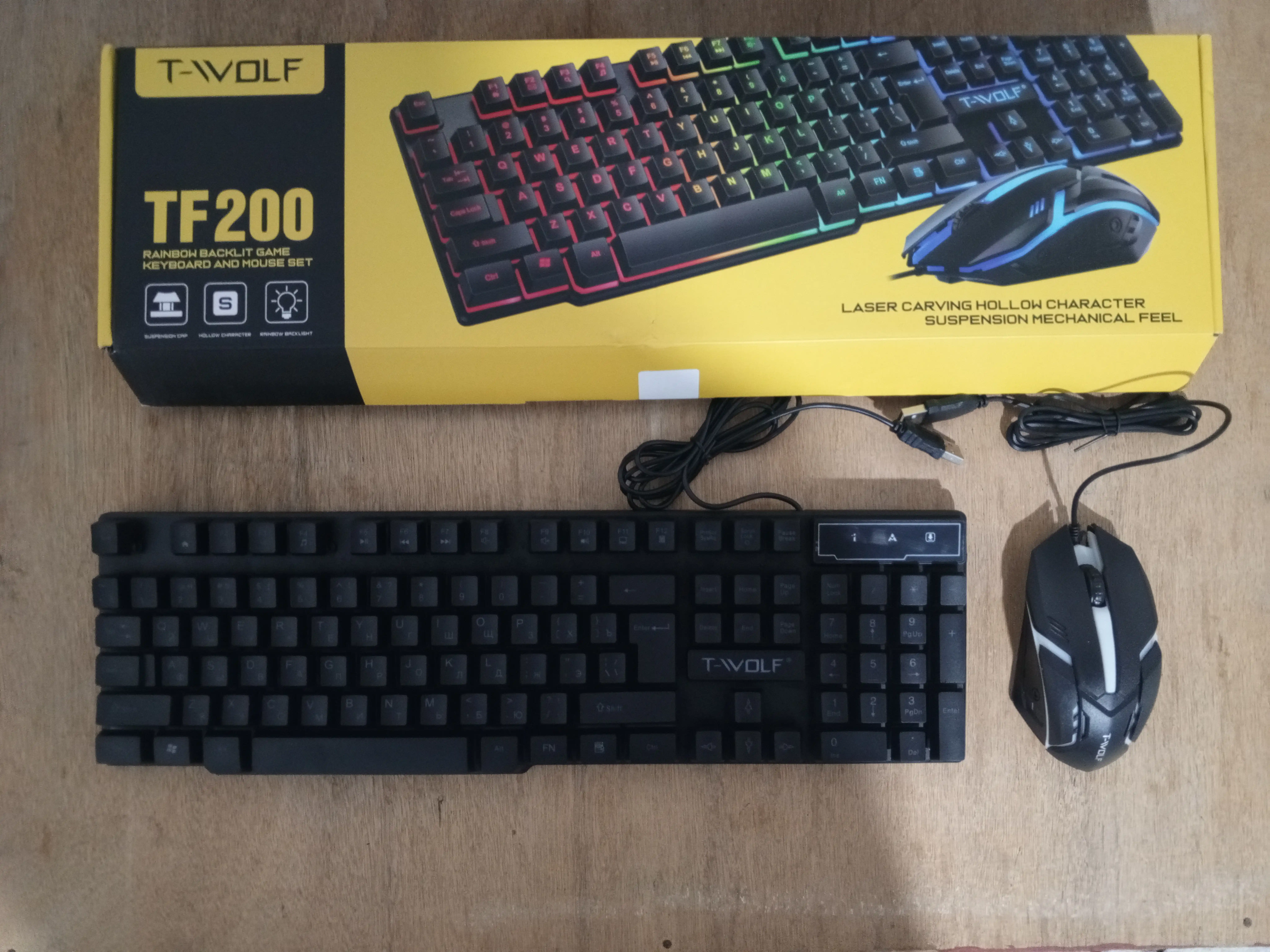 Игровая Клавиатура и мышка T-wolf TF200 c RGB подсветкой