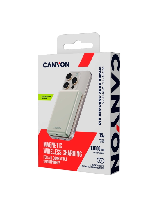 Simsiz magsafe power bank CANYON OnPower Slim, iphone uchun, 5000 mA, 10000 mA