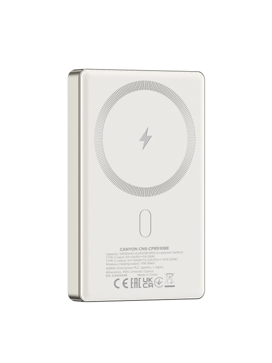 Simsiz magsafe power bank CANYON OnPower Slim, iphone uchun, 5000 mA, 10000 mA