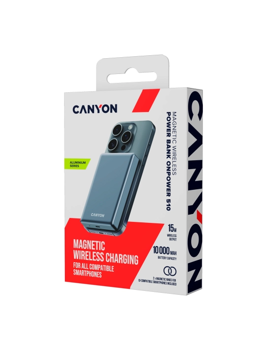 Simsiz magsafe power bank CANYON OnPower Slim, iphone uchun, 5000 mA, 10000 mA