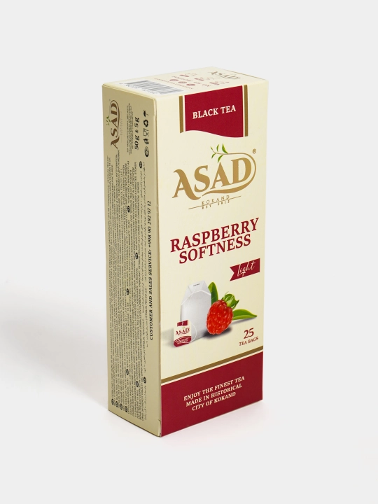 Черный чай Asad фруктовый, 25 пакетиков, вкус клубника,малина, лимон,бергамот