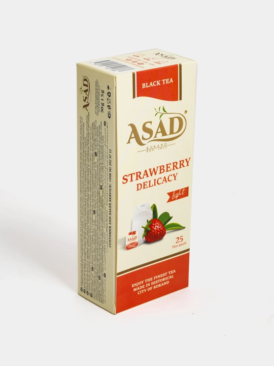 Черный чай Asad фруктовый, 25 пакетиков, вкус клубника,малина, лимон,бергамот
