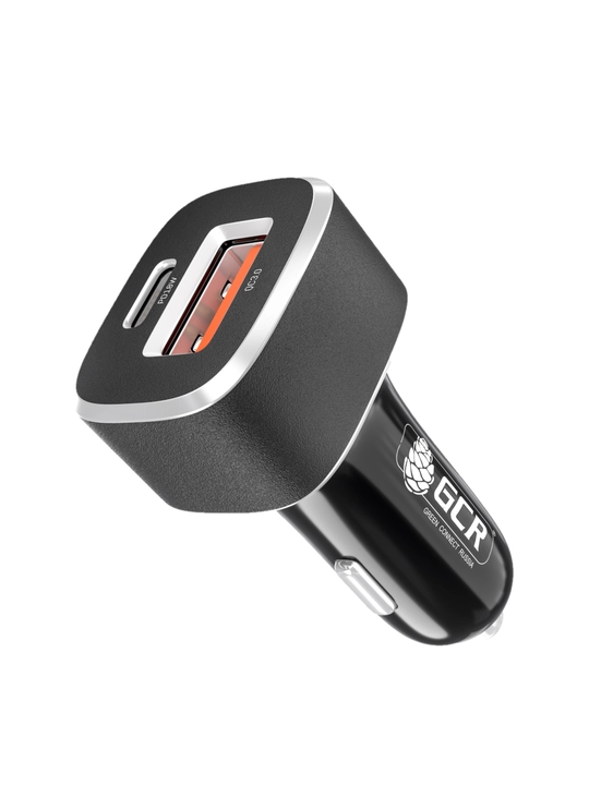 Быстрая зарядка для телефона в машину GCR USB + Type-C QC 3.0 Power Delivery 18 W