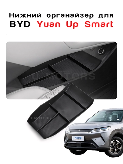 Нижний органайзер центральной консоли BYD Seagull, E2, Yuan Up, Yuan Plus, Song Plus, Champion — UMOTORS-ORG1-ЧЕРНСТЕ