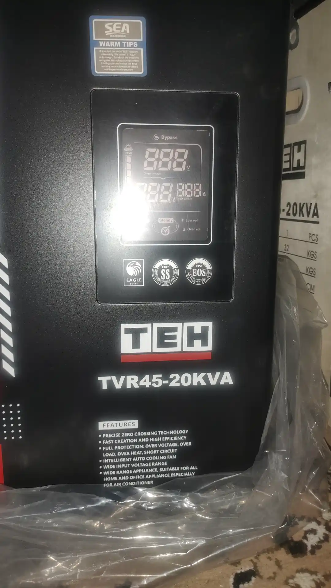 Kuchlanish stabilizatori TEH TVR 45, 10/15/20 kVA, relay, 220 V, asboblar uchun