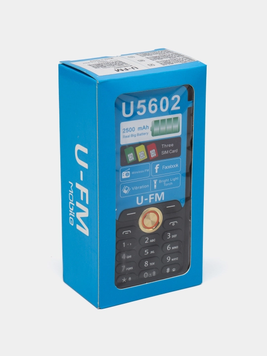 Tugmali telefon U-FM Mobile U5602, oddiy telefon FM radio 1800 mAh